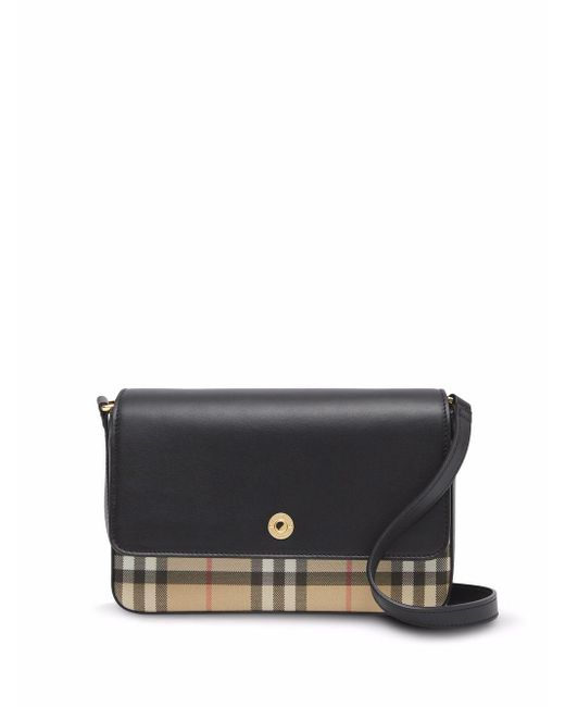 Burberry Leather Vintagecheck Penny Bag in Black Save 25 Lyst
