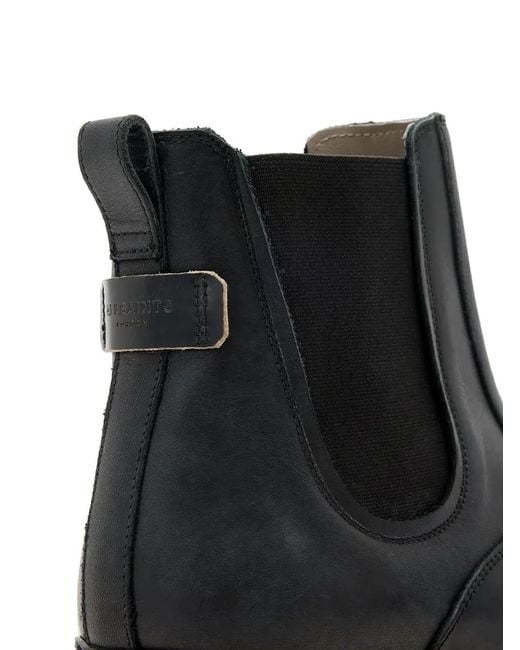 AllSaints Black Leather Skiff Chelsea Boots for men