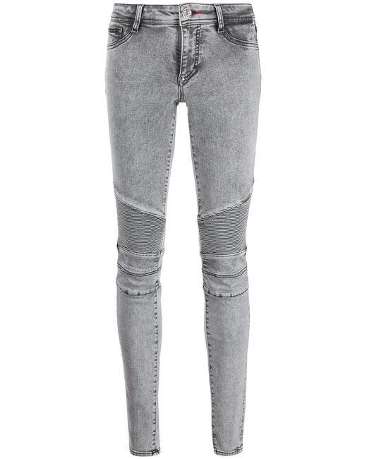 Philipp Plein Gray Acid-Wash Skinny Jeggings