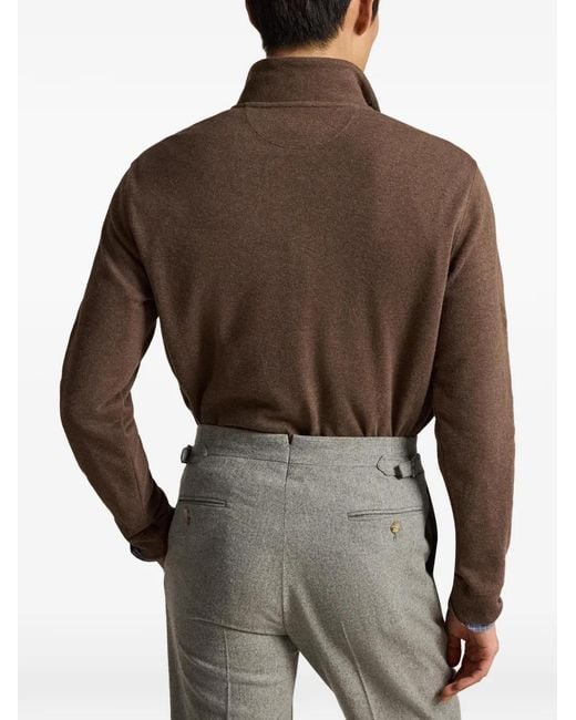 Polo Ralph Lauren Brown Estate-Rib Quarter-Zip Sweater for men