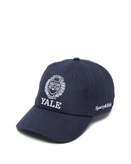 Sporty & Rich Blue Logo-Embroidery Baseball Cap