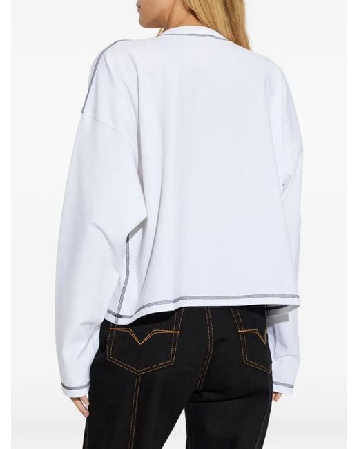 Versace White Medusa-Logo Long-Sleeve Top