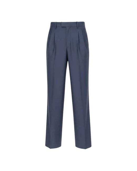 Isaia Blue Pleated Tailored Trousers for men