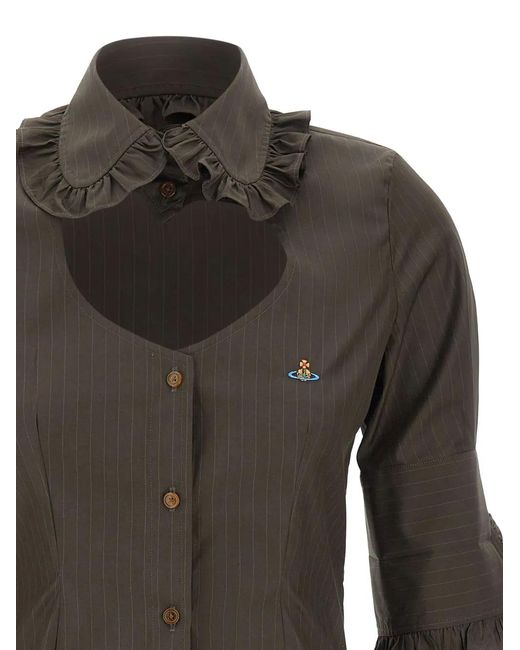Vivienne Westwood Gray Toulouse Frill Striped Shirt