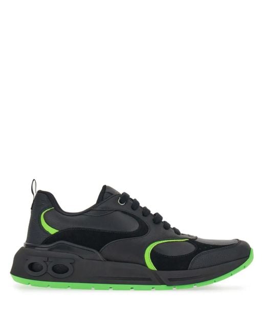 Ferragamo Green Sneaker With Color Inserts for men