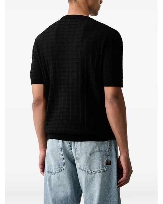 ARMANI EXCHANGE Black Check-Pattern T-Shirt for men