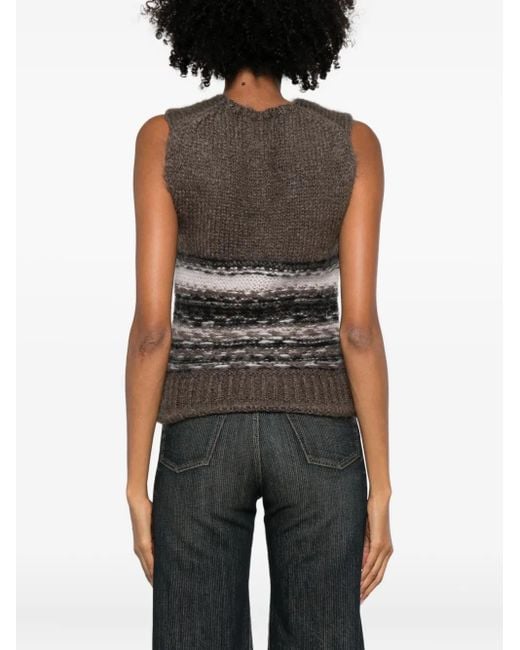 Our Legacy Gray Striped Fair-Isle Top
