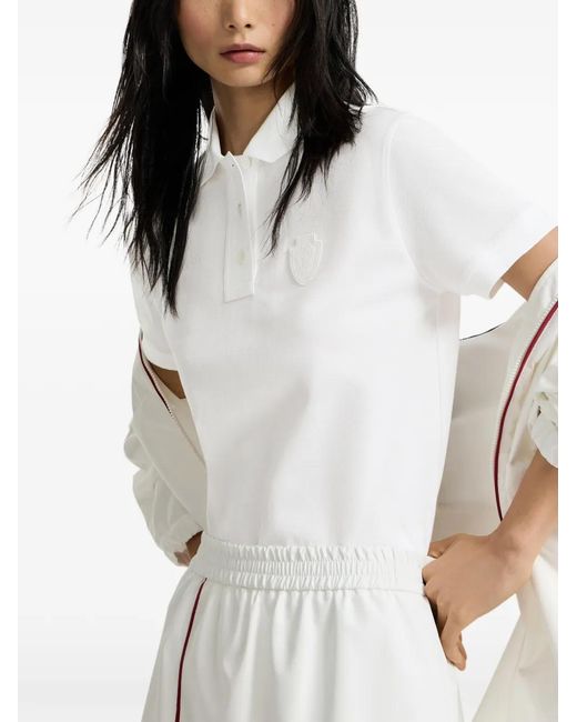 Brunello Cucinelli White Polo En Coton Piqué Stretch Avec Logo