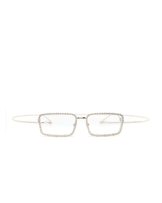 Gucci White Rectangle-Frame Sunglasses