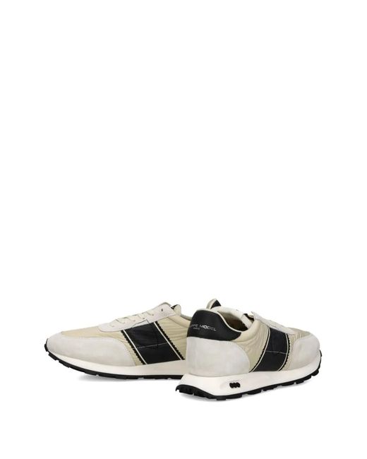 Philippe Model White Suede-Panelled Sneakers for men