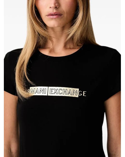 ARMANI EXCHANGE Black Logo-Print T-Shirt