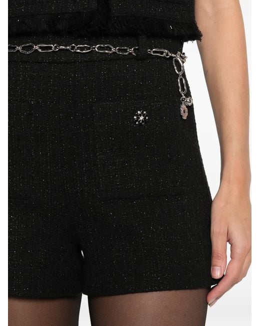 Maje Black Shiny Tweed Shorts