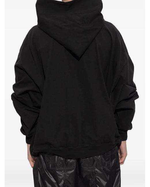 Rick Owens Black High-Neck Oversized Hoodie With Zip Closure for men