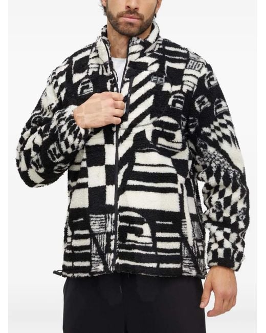 Fila Black Textured Zip-Up Jacket for men