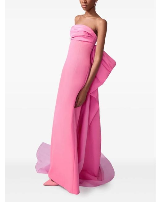 Carolina Herrera Pink Strapless Bow-Back Column Gown