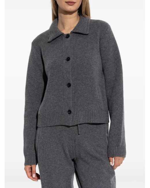 Lisa Yang Black Buttoned Ribbed Cardigan