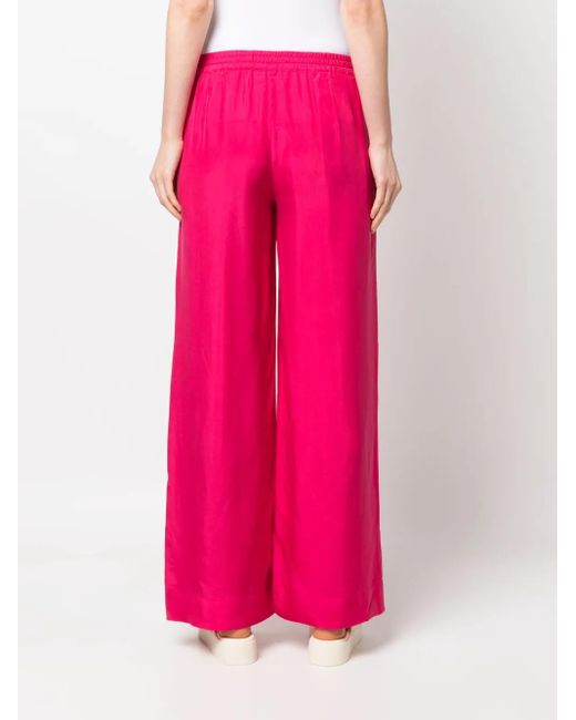 P.A.R.O.S.H. Pink Wide Leg Silk Drawstring Trousers