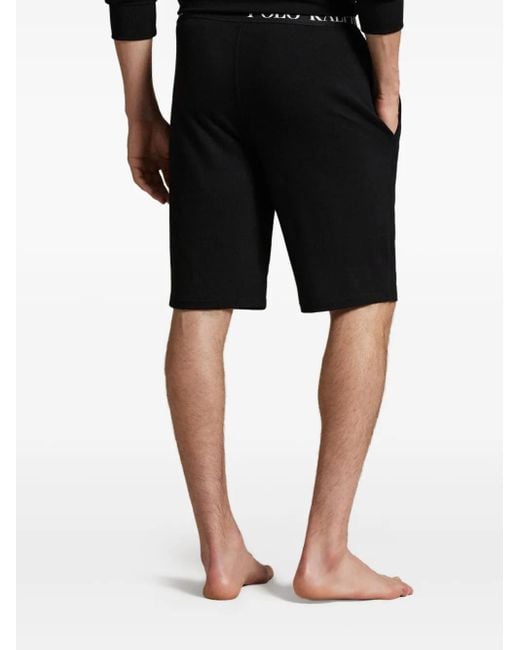 Polo Ralph Lauren Black Logo-Label Elastic Sleep Shorts for men
