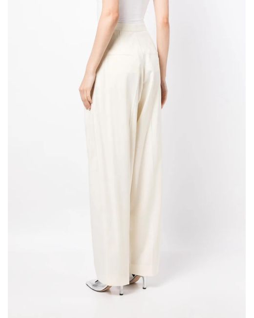 Anouki White Wool-Blend Wide-Leg Trousers