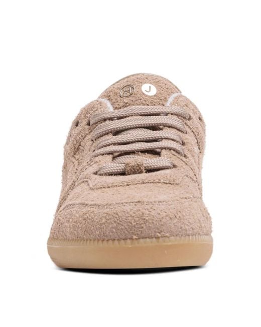 HIDE & JACK Brown Suede Logo-Print Sneakers