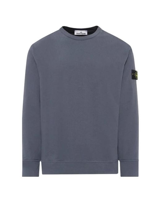 Stone Island Blue 6100057 Heavy Organic-Coton Jersey Sweatshirt for men