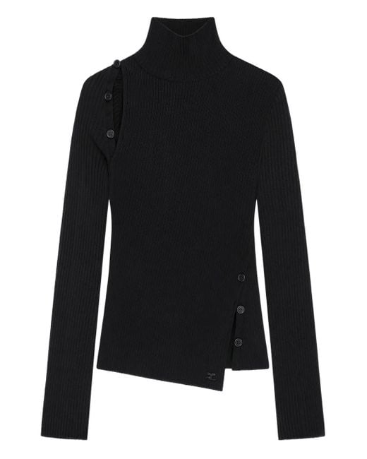 Courreges Black Oblique Buttoned Sweater