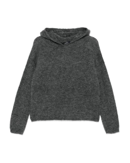 Max Mara Gray Hooded Textured Hoodie