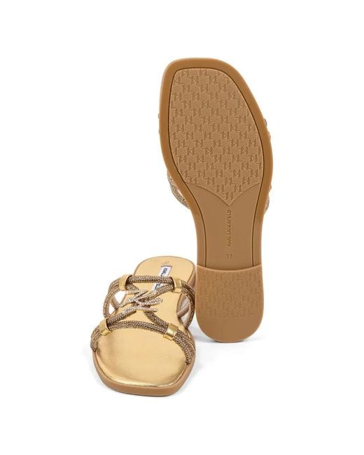 Karl Lagerfeld Metallic Crystal-Embellished Logo-Plaque Sandals