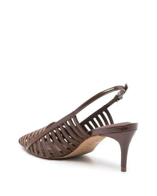 Carrano Brown 70Mm Leather Slingback Pumps