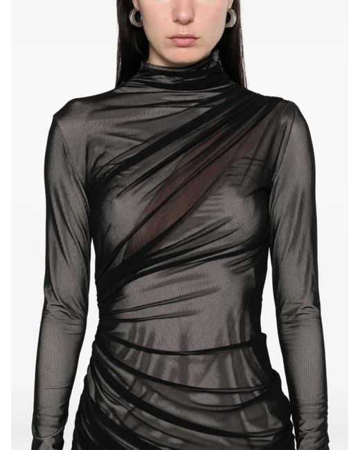 Mugler Black Asymmetrical Hem Midi Dress
