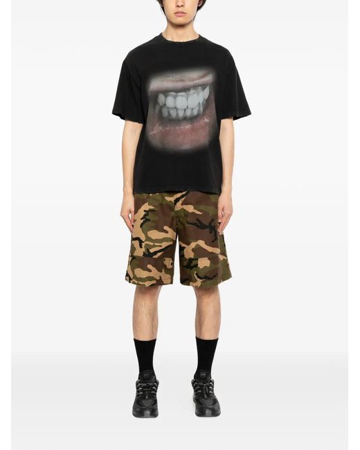 WARMAN Black Graphic-Print T-Shirt for men