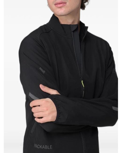 EA7 Black Logo-Print Packable Jacket for men