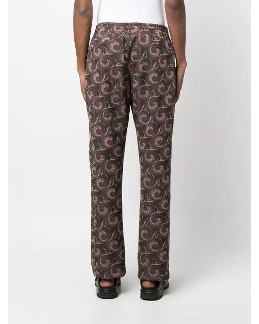 Needles Brown Pintuck Bold-Checked Trousers for men