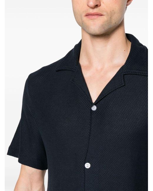 Sandro Black Camp-collar Ribbed-knit Shirt for men