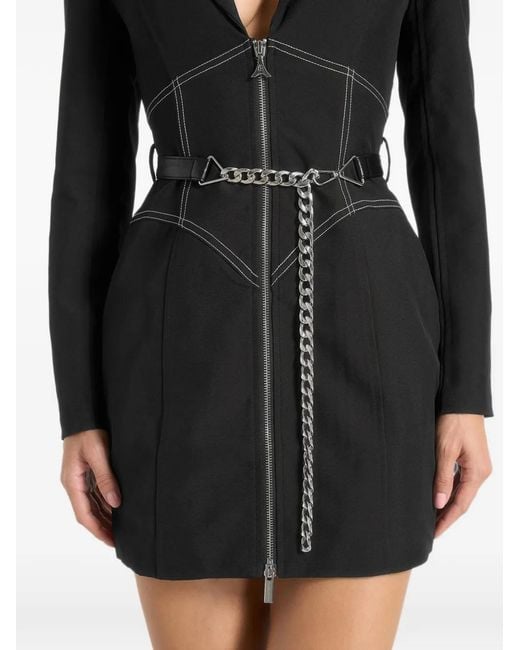 Manière De Voir Black Corset Blazer Dress With Chain