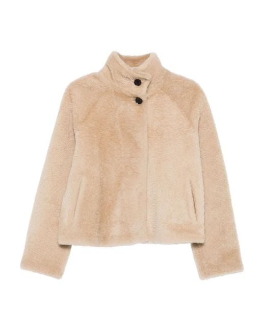Arma Natural High-Neck Buttoned Jacket