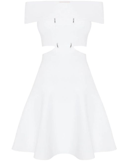 McQueen White Off-Shoulders Mini Dress
