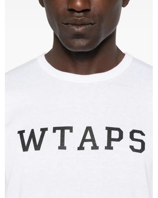 WTAPS Men's White Academy 01 Logo T-Shirt