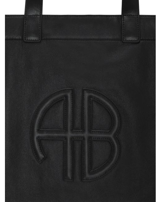 Anine Bing Leren Shopper in het Black