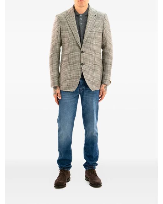 Tagliatore Gray Houndstooth Button Jacket for men