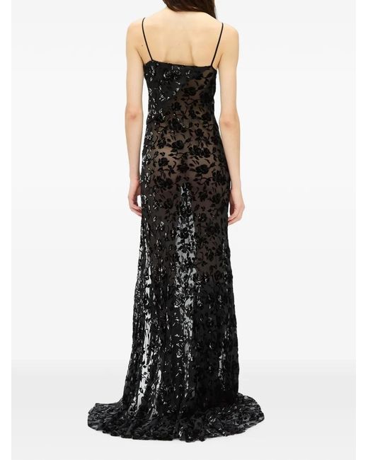 Ann Demeulemeester Black Aaricia Floral-Devoré Maxi Dress