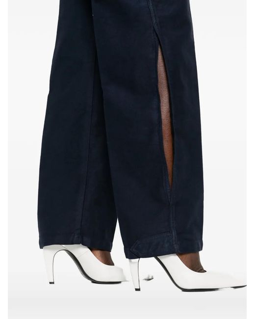 Victoria Beckham Blue Split-Detail Trousers