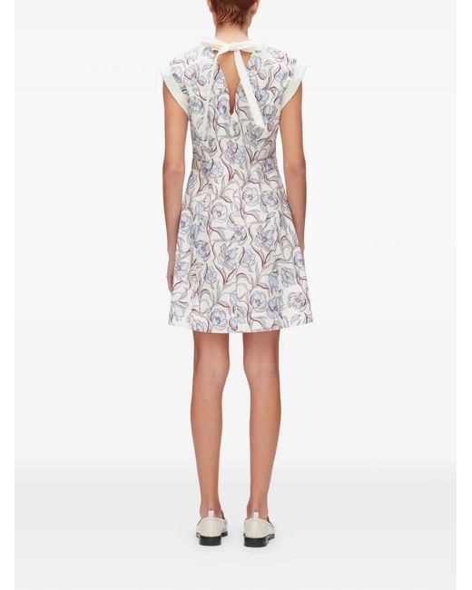 3.1 Phillip Lim White Floral Tie Back Mini Dress