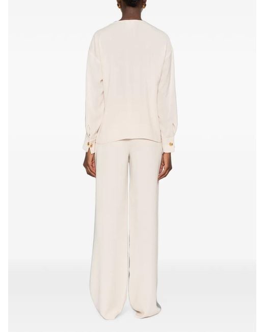 Max Mara Natural Cowl-Neck Silk Blouse