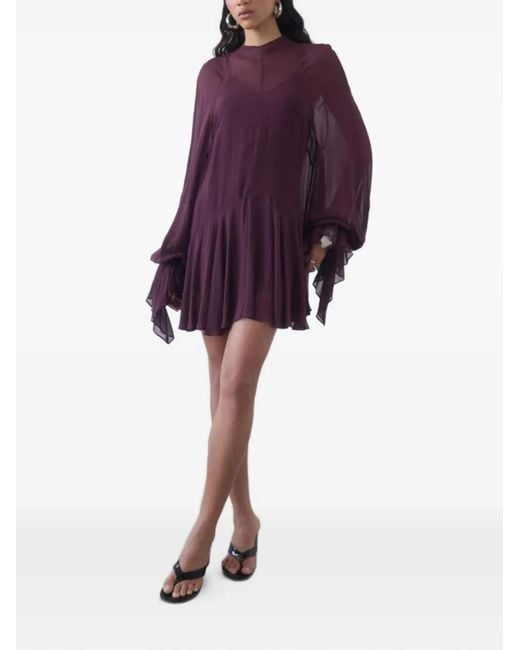 De La Vali Purple Terran Ruffled Mini Dress