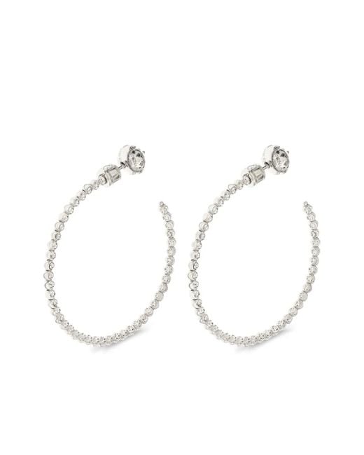 Officina Bernardi White 18Kt Moon Diamond Large Hoop Earrings