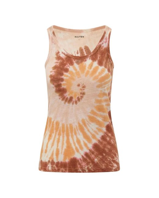 Kujten Brown Tie-Dye Tank Top