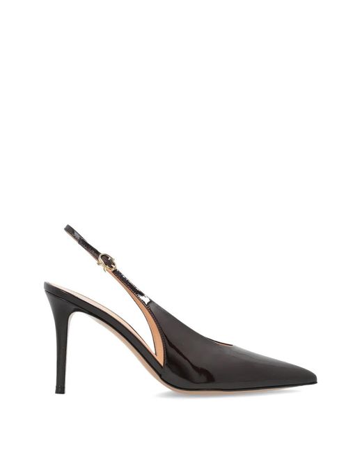 Gianvito Rossi White Robbie Patent-Leather Slingback Pumps
