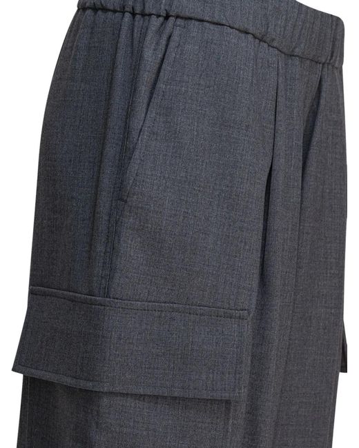 Semler Gray Elastic-Waist Cargo Trousers
