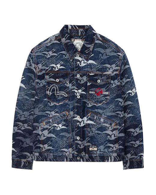 Evisu Blue Crane Pattern Jacket for men
